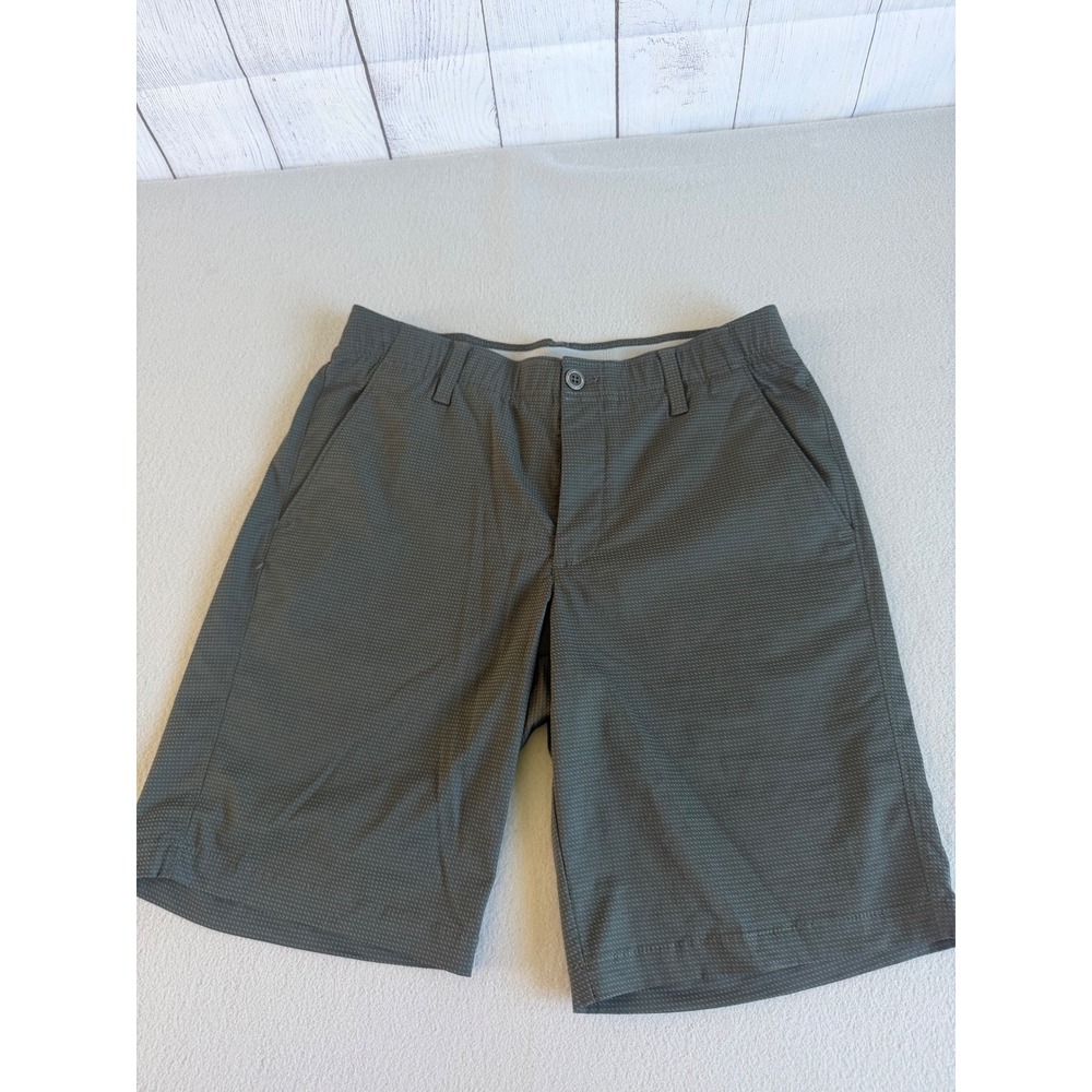 Under Armour Mens Golf Shorts 32 Grey Textured HeatGear Performance Flat Front